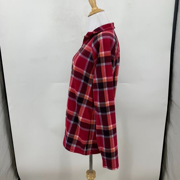 Eddie Bauer Plaid Fleece Sweatshirt Womens L Large 1/4 Zip Long Sleeve Sweater - Picture 4 of 10